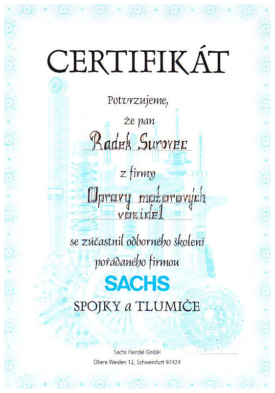 Certifikt SACHS